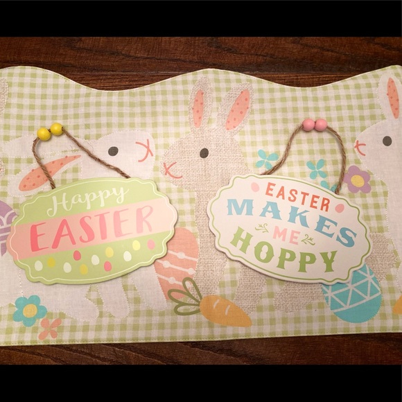 Happy Easter Hanging Wall Decor Signs Set of 2, Easter Makes Me Hoppy - Picture 2 of 16
